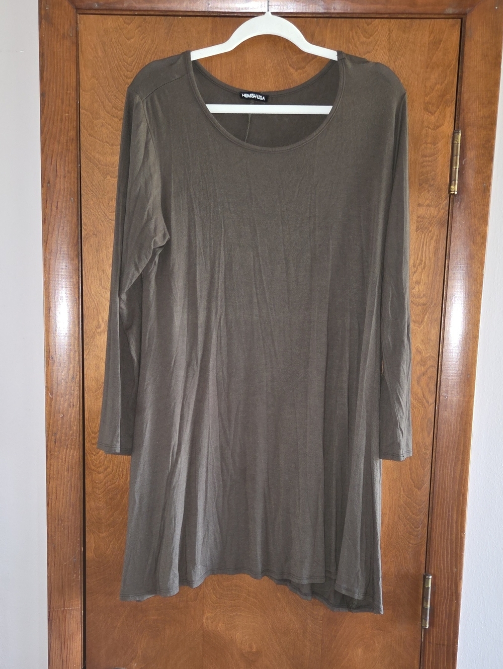 HEIMISH USA Olive Green Long Sleeve Tunic Dress